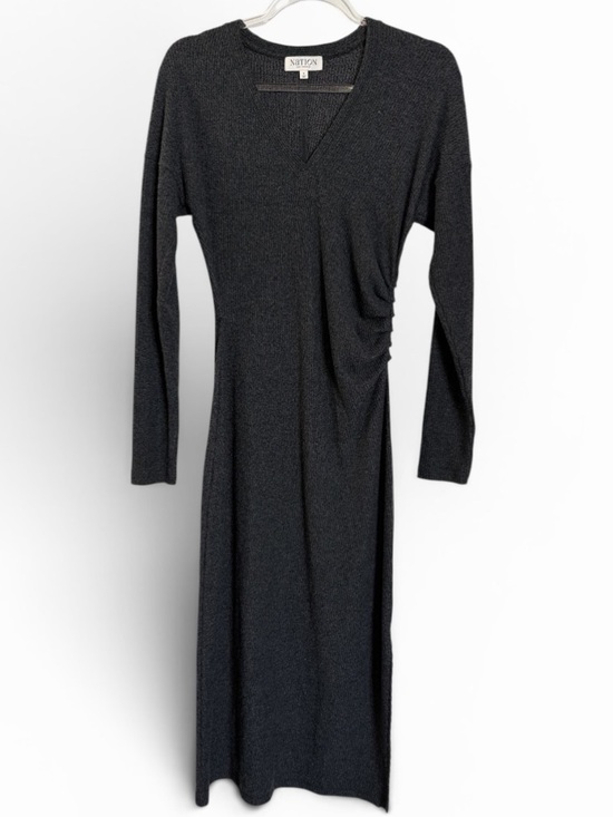 Nation LTD Dresses & Skirts - Nation LTD Grey Ruched Midi Dress Long Sleeve Minimalist Body Skimming